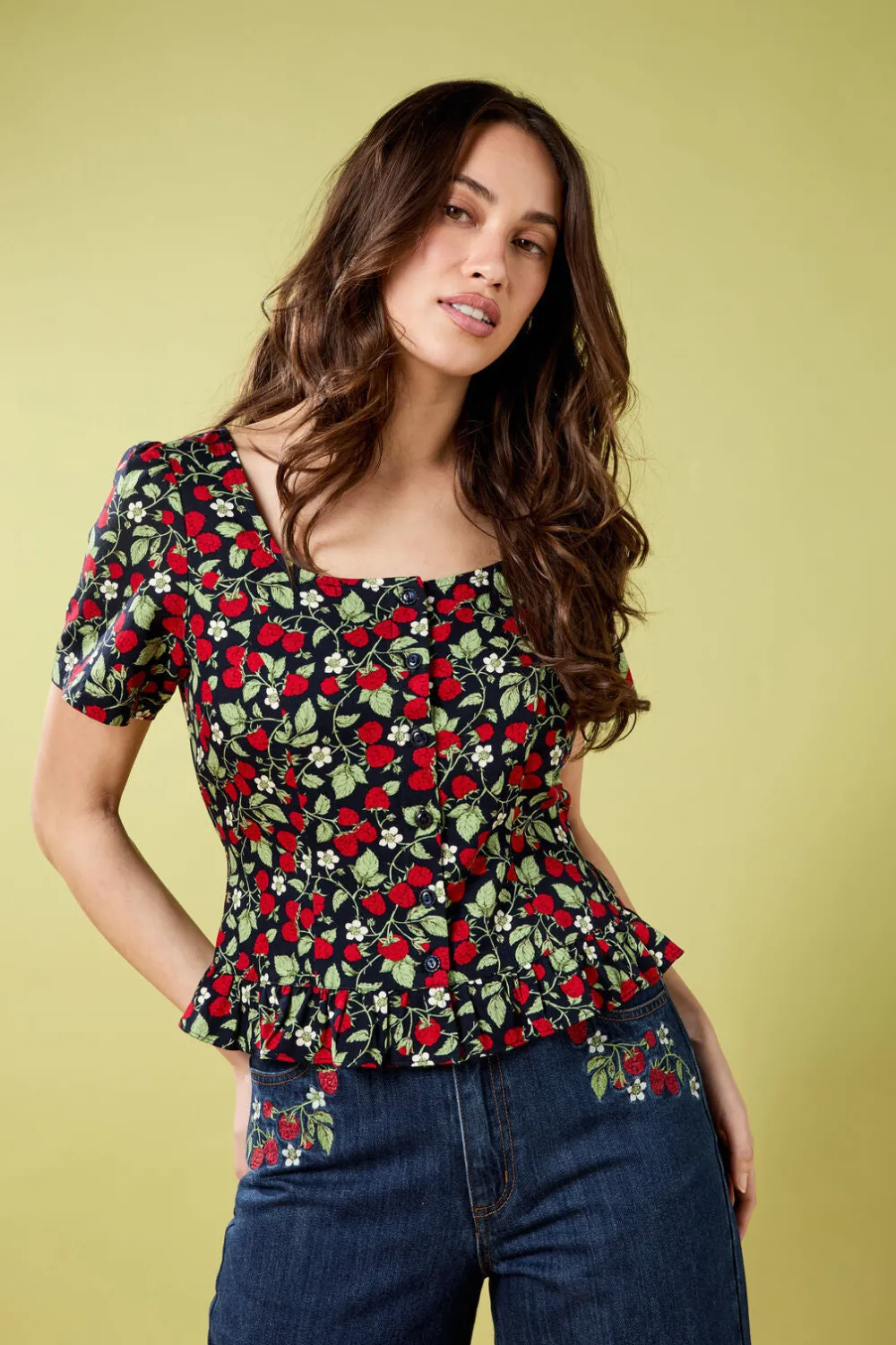 Raspberry Short Sleeve Top Outlet