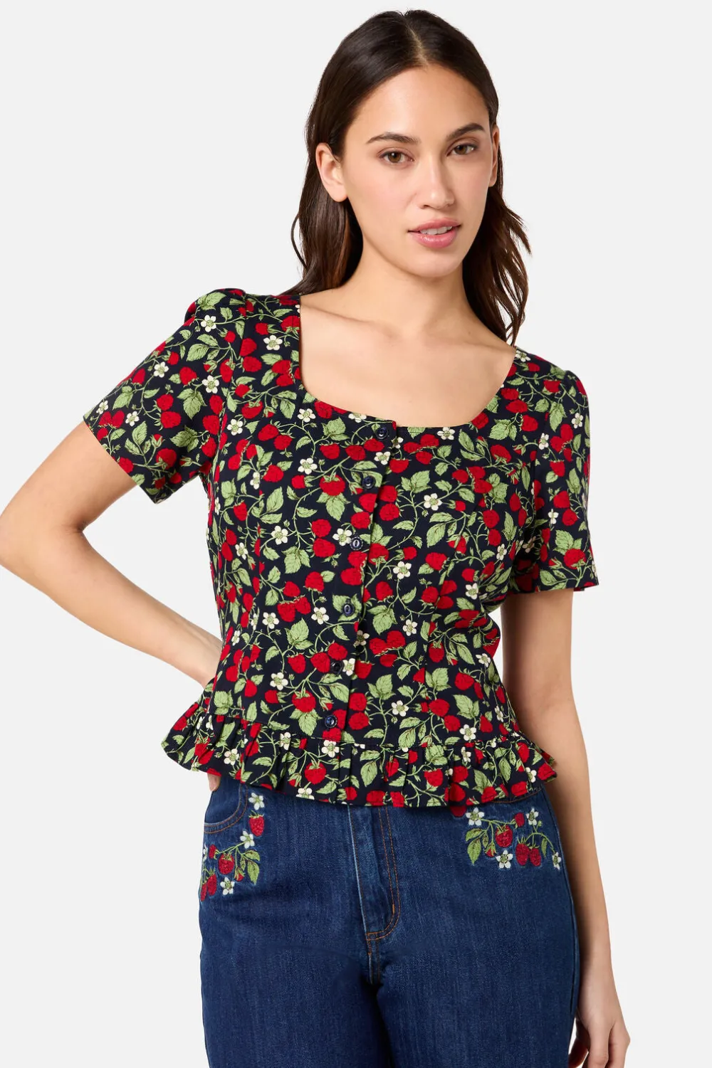 Raspberry Short Sleeve Top Outlet