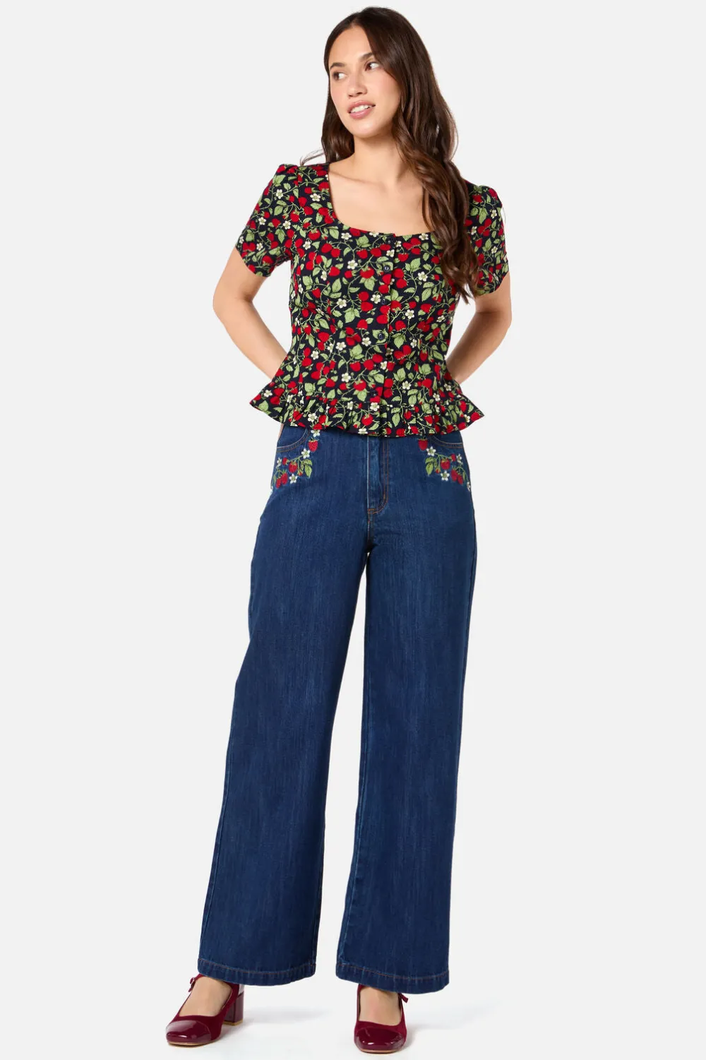 Raspberry Short Sleeve Top Outlet