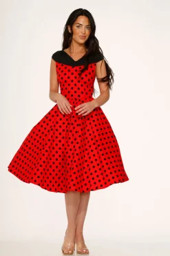 Red & Black Polka Dot Swing Dress