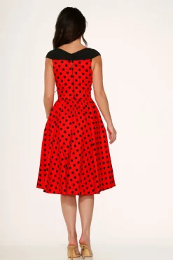 Red & Black Polka Dot Swing Dress