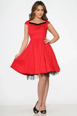 Red & Black Trim Swing Dress Sale