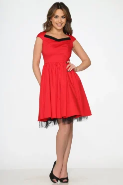 Red & Black Trim Swing Dress Sale
