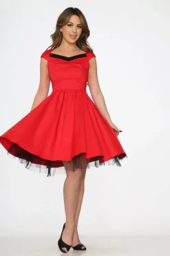 Red & Black Trim Swing Dress Sale