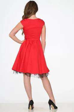 Red & Black Trim Swing Dress Sale