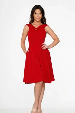 Red Occasional Swing Dress New