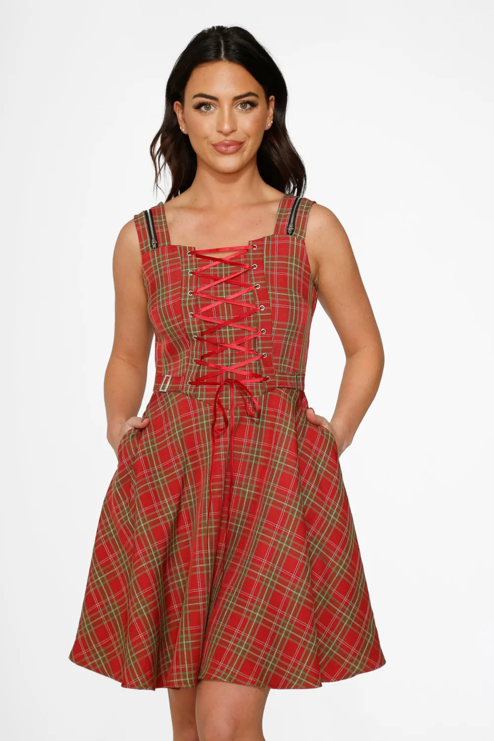 Red Plaid Swing Dress Best