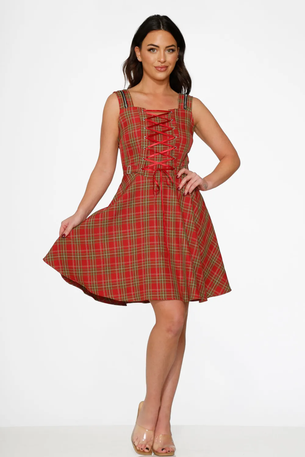 Red Plaid Swing Dress Best