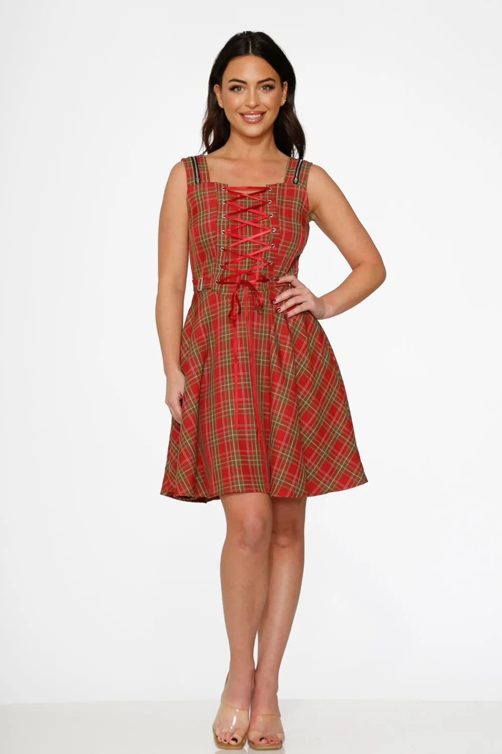 Red Plaid Swing Dress Best