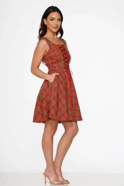 Red Plaid Swing Dress Best