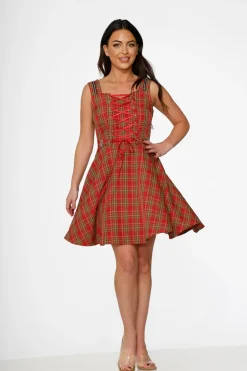 Red Plaid Swing Dress Best