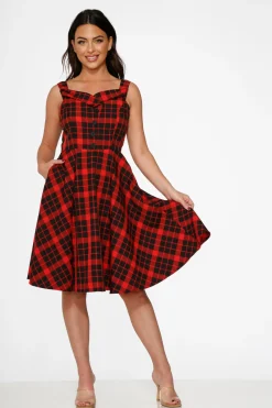 Red Plaid Swing Dress Online
