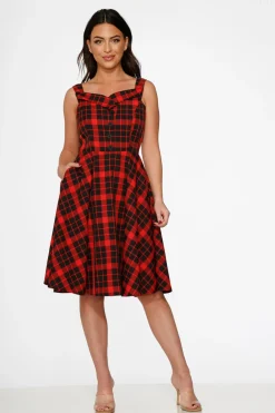 Red Plaid Swing Dress Online
