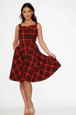Red Plaid Swing Dress Online