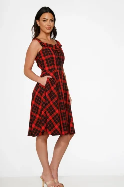 Red Plaid Swing Dress Online