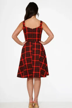 Red Plaid Swing Dress Online