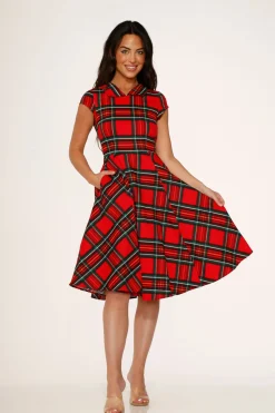 Red Plaid Swing Dress