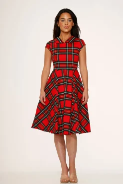 Red Plaid Swing Dress