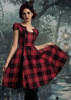 Red Plaid Swing Dress