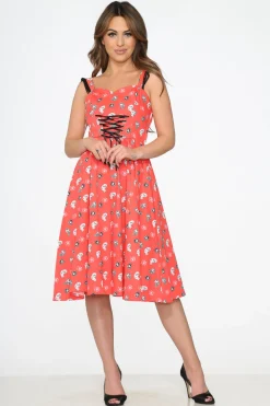 Red Skulls Swing Dress