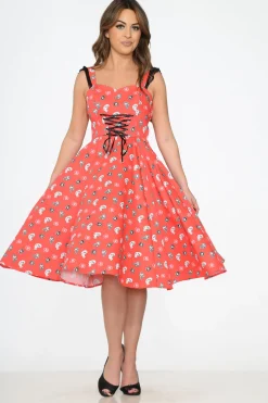 Red Skulls Swing Dress