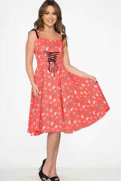 Red Skulls Swing Dress