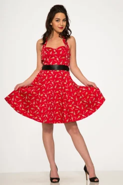 Red Violin Halter Swing Dress Clearance