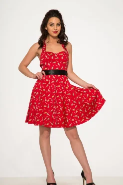 Red Violin Halter Swing Dress Clearance