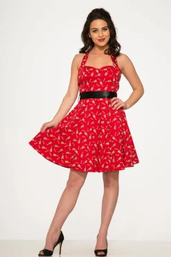 Red Violin Halter Swing Dress Clearance