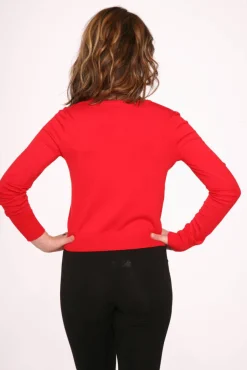 Red V-Neck Cardigan Sale