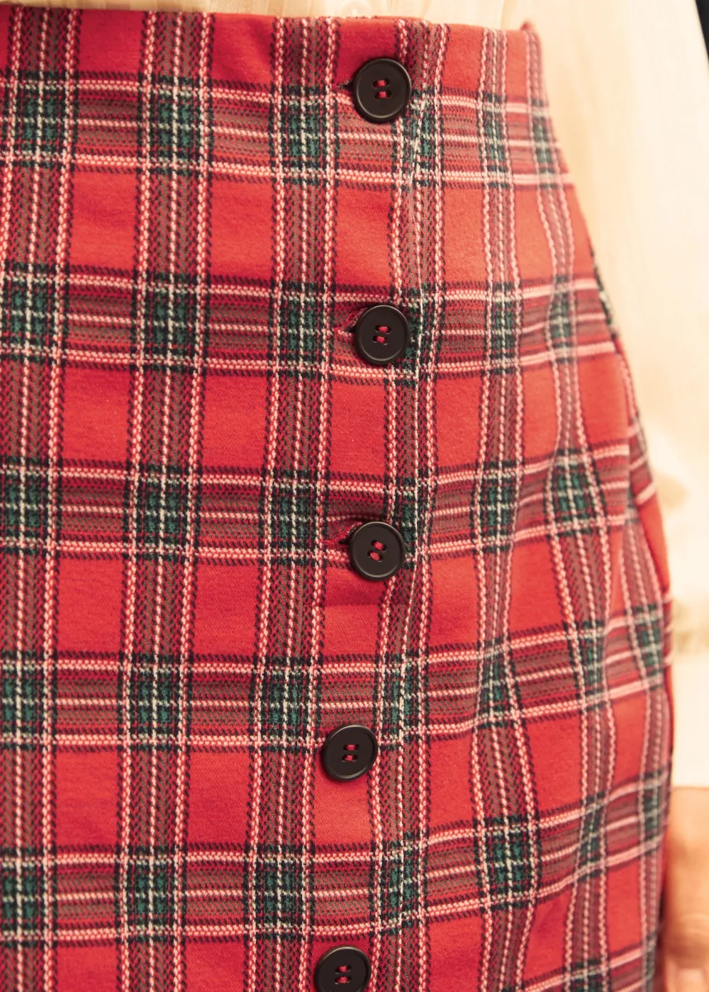 Reimagined Retro Faux Wrap Skirt Yuletide Twist Hot