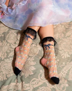 Repeat Floral Ruffle Sheer Crew Sock Online