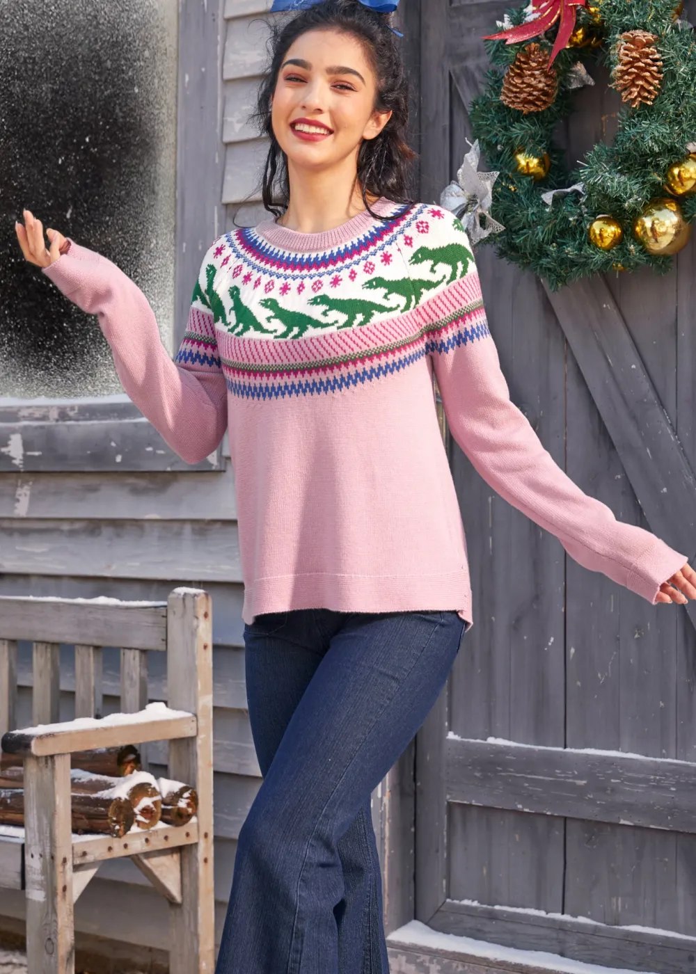 BTC Retro Charm Raglan Sweater Rosy Rendezvous Best