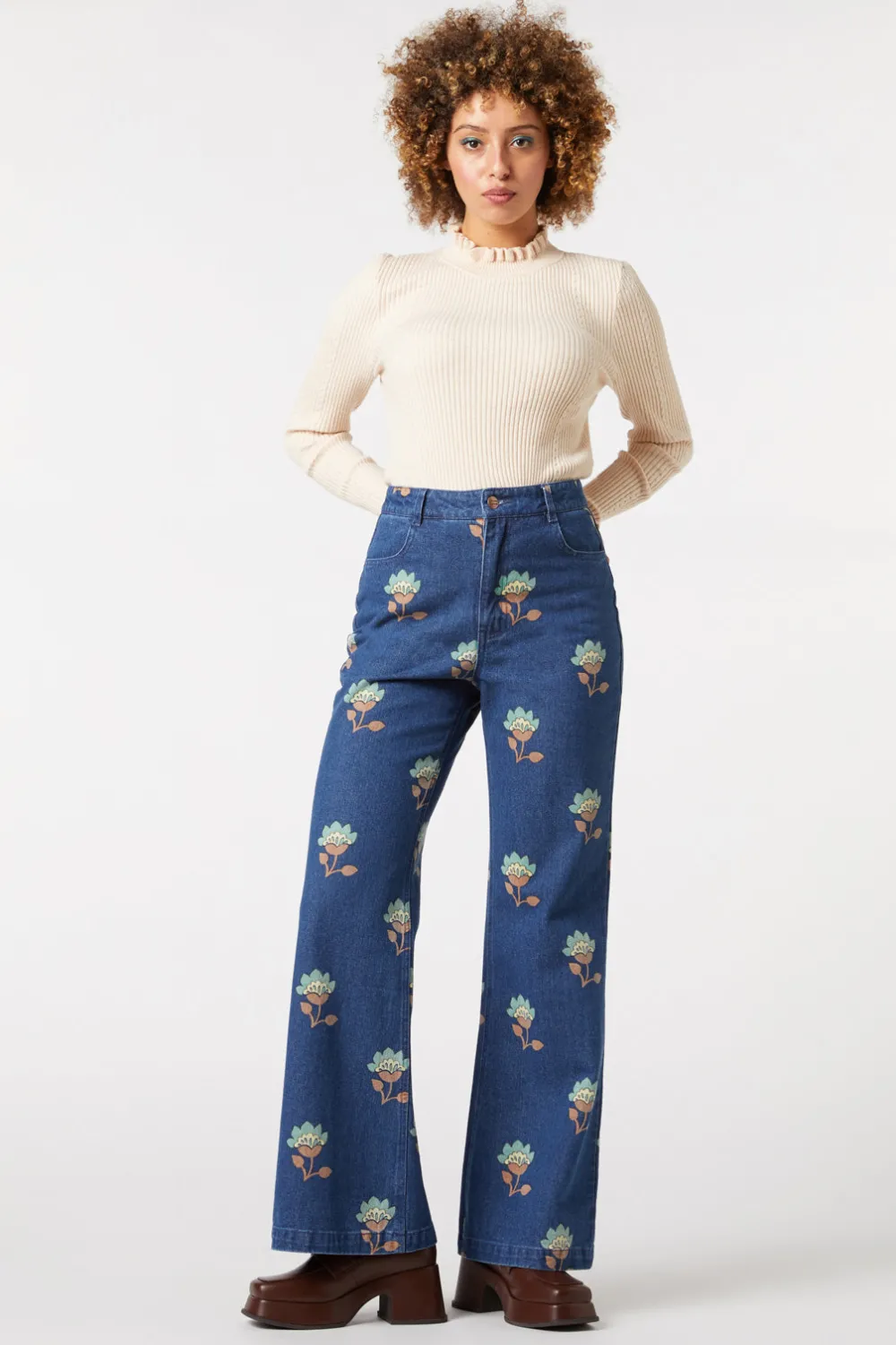 Retro Flora Flare Jean Outlet
