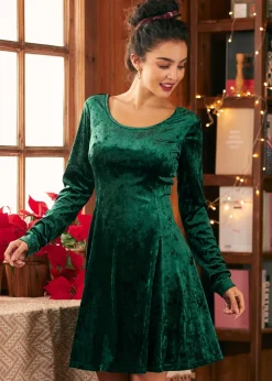 BTC Retro Radiance Fit & Flare Dress Mystic Moss New