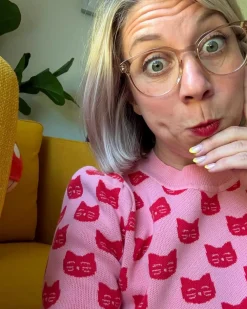 BTC Retro Radiance Puff Shoulder Sweater Flamingo Flirt Online