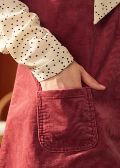 Retro Radiance V-Neck Corduroy Dress Dusty Rose Outlet