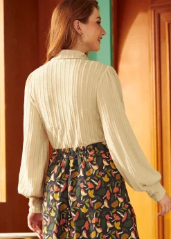 BTC Retro Rendezvous Balloon Sleeve Turtleneck Something Sandy New