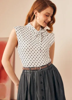 Retro Rendezvous Tie-Neck Top Zebra Splice Outlet