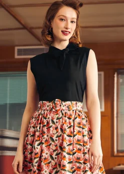 Retro Rendezvous Tie-Neck Top Midnight Muse New