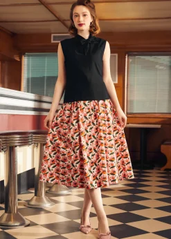 Retro Rendezvous Tie-Neck Top Midnight Muse New