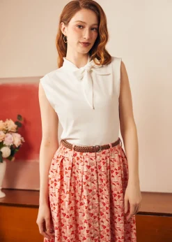 Retro Rendezvous Tie-Neck Top Cream Dream