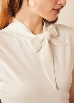 Retro Rendezvous Tie-Neck Top Cream Dream