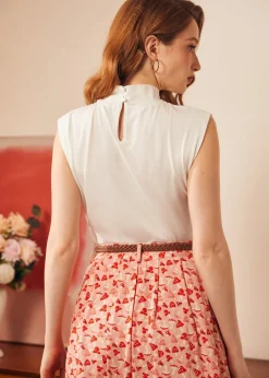 Retro Rendezvous Tie-Neck Top Cream Dream