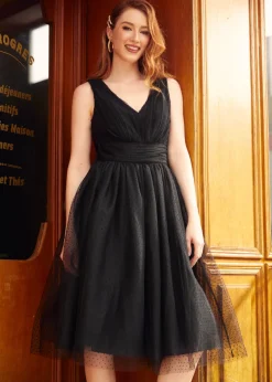 ModCloth Romantic Memories Fit And Flare Dress Black New