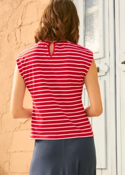 BTC Rydell High Revisited Cap Sleeve Tie-Neck Top Crimson Carnival Hot