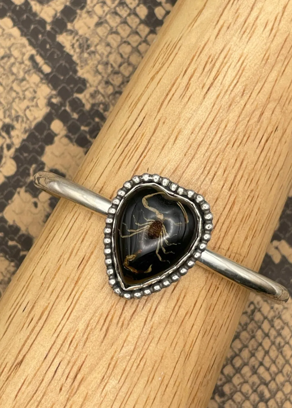 Scorpion Heart Cuff Bracelet Black