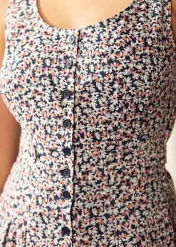 BTC Seeking Out Sunshine Fit And Flare Dress Navy Floral Discount