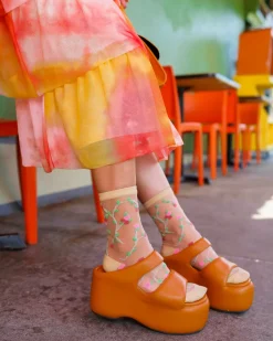 Sheer Rosettes Crew Sock Outlet