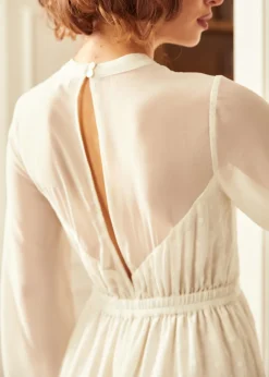 Hangzhou HS Fashion Corporation Ltd. Sheerly Blessed In Bliss Fit and Flare Dress Ivory Polka Dots Best